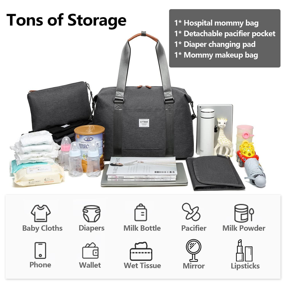 GITIBAB diaper bag pocket layout with insulated pockets for bottles and temperature control