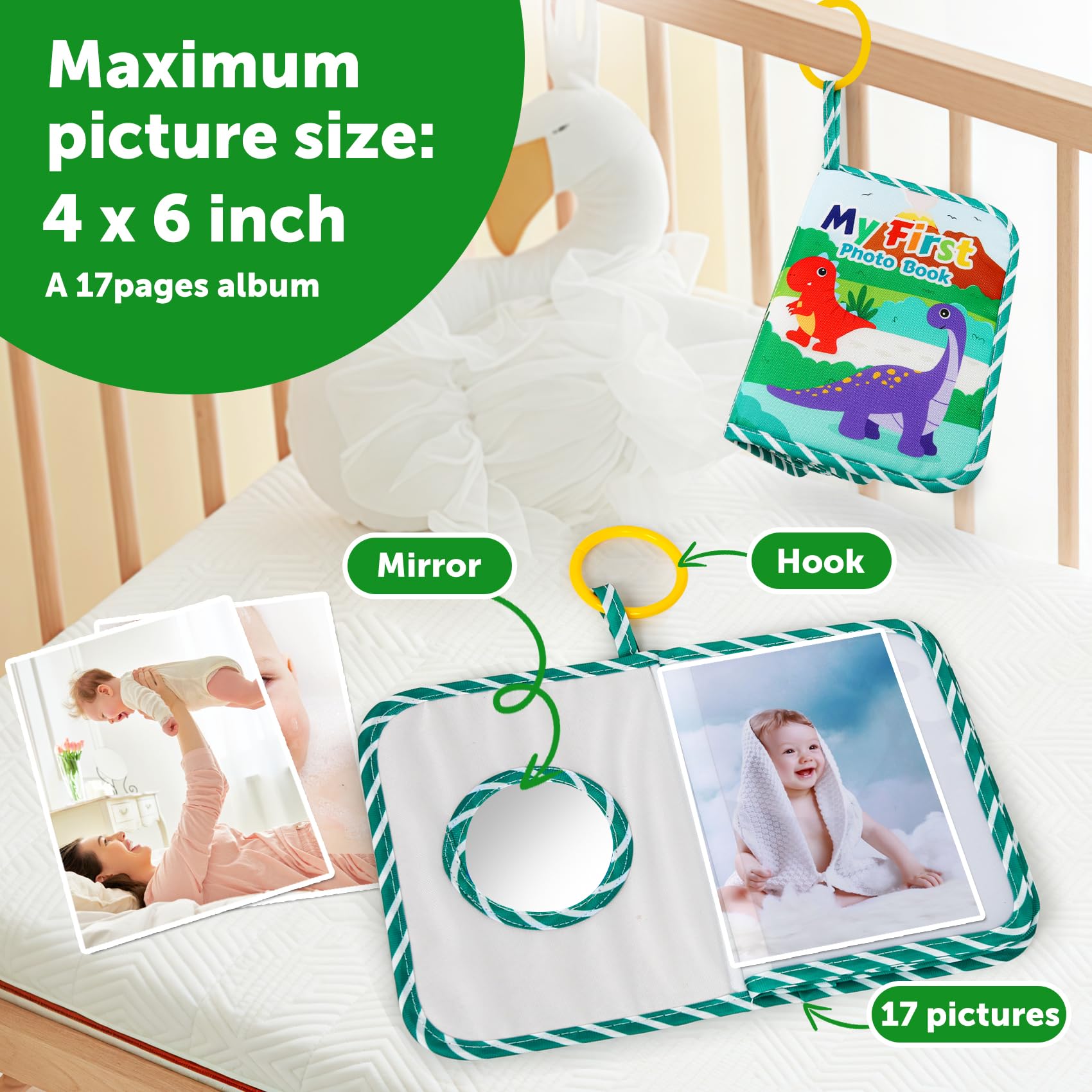 GKDOMS baby photo album safety mirror feature encourages self-exploration