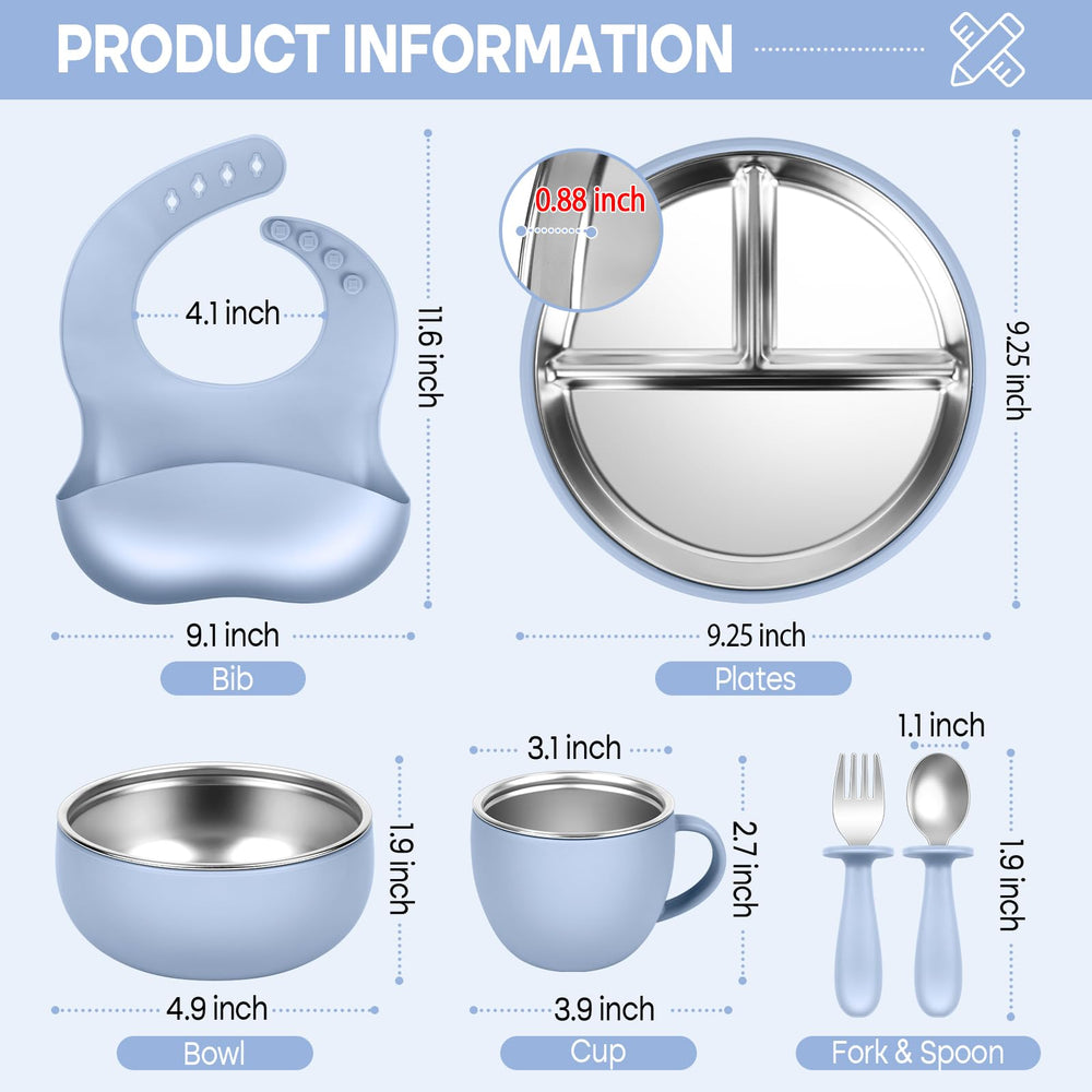 Gksuu 18/8 stainless steel plate resists drops and burns during meals