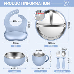 Gksuu 18/8 stainless steel plate resists drops and burns during meals