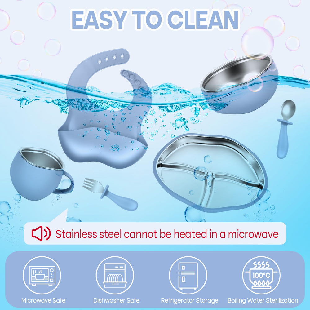 Gksuu 9-inch divided plate keeps foods organized during self-feeding