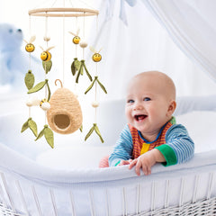 Glaciart One cotton threads and wooden hoop on the mobile for safe nursery decor