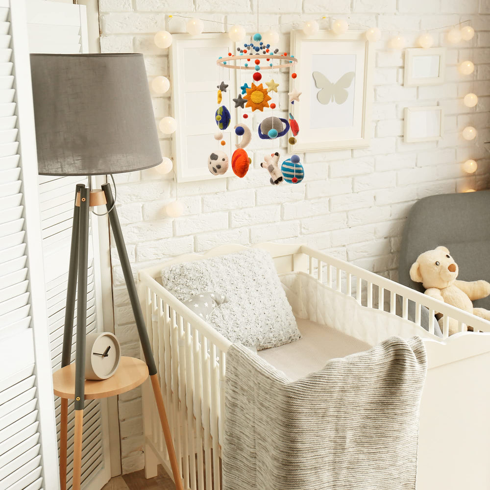 Glaciart One space nursery mobile natural materials for safe, tactile decor.