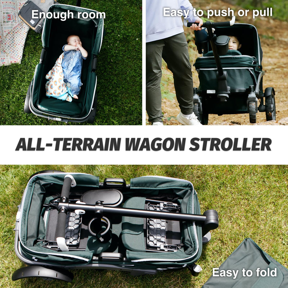 Gladly Family Anthem4 wagon with removable XL canopies for sun and rain protection.
