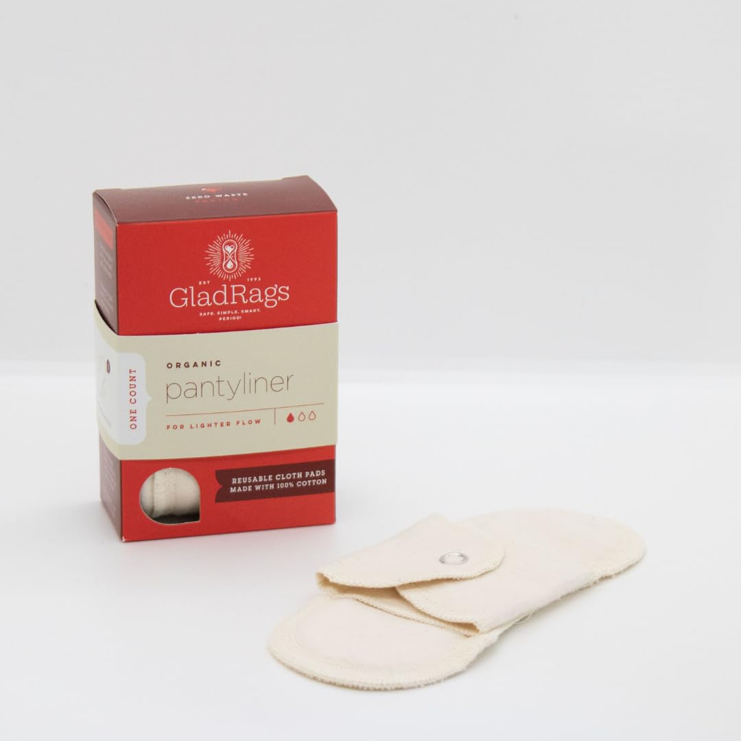 Gladrags natural undyed cotton panty liner detail—soft organic fibers for comfort.