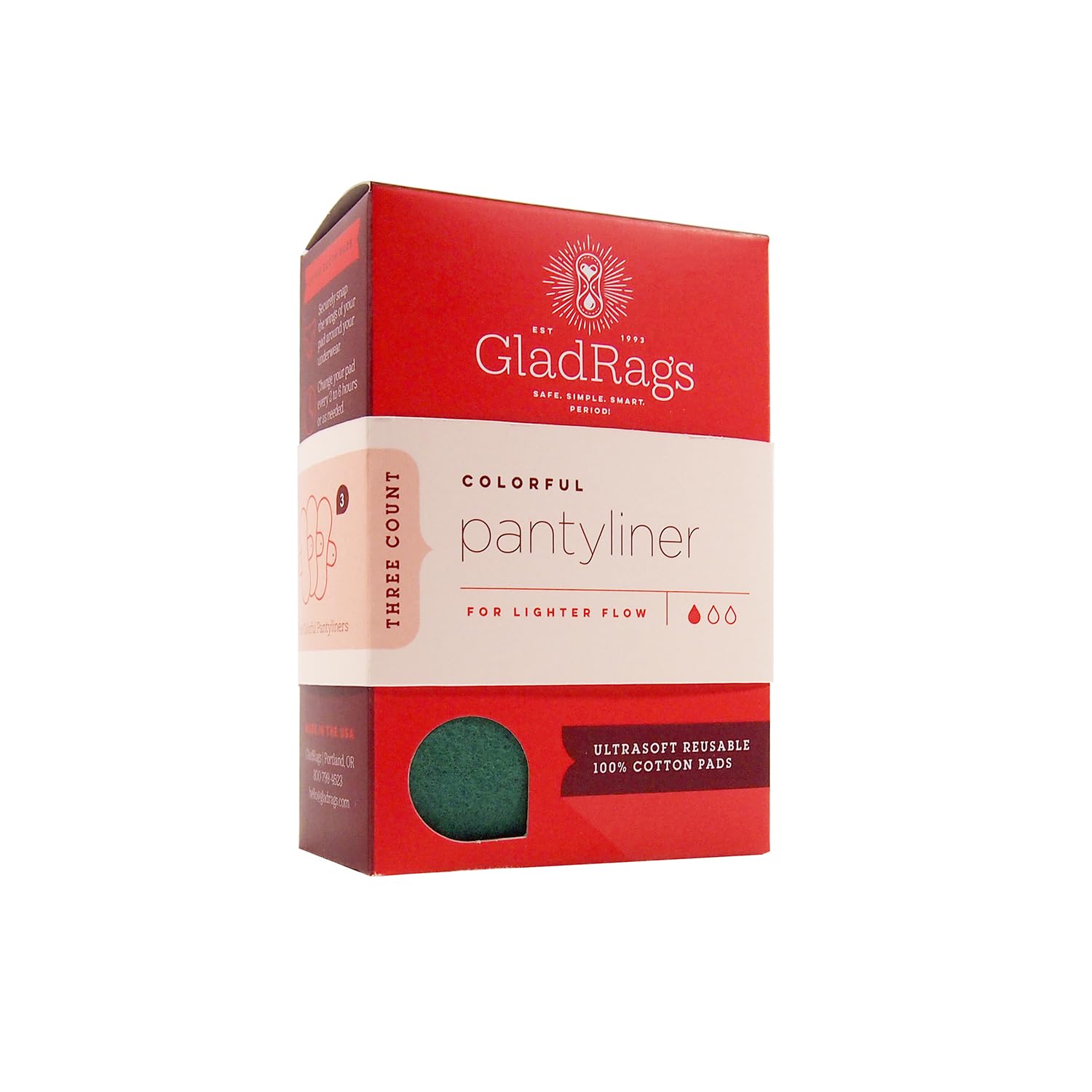 GladRags washable pantyliner offering reliable absorbency for light days.