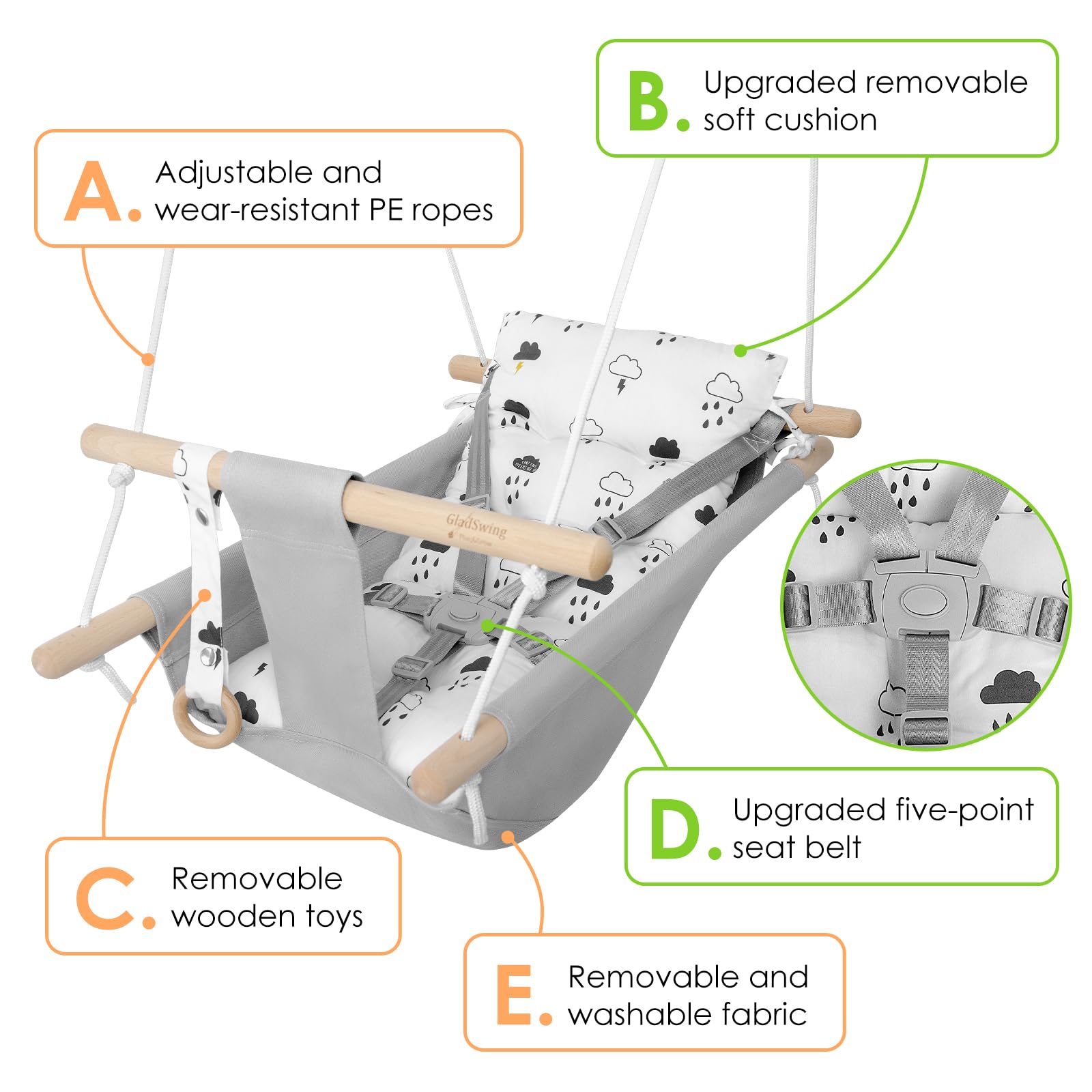 Gladswing indoor-outdoor hanging setup enables flexible placement in various spaces