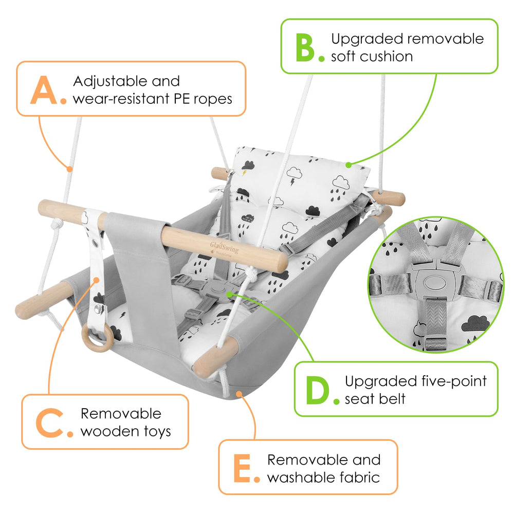 Gladswing indoor-outdoor hanging setup enables flexible placement in various spaces