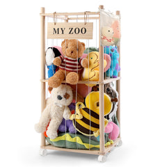 GLDZI stuffed animal storage zoo with wheels—mobile organizer for quick cleanups.