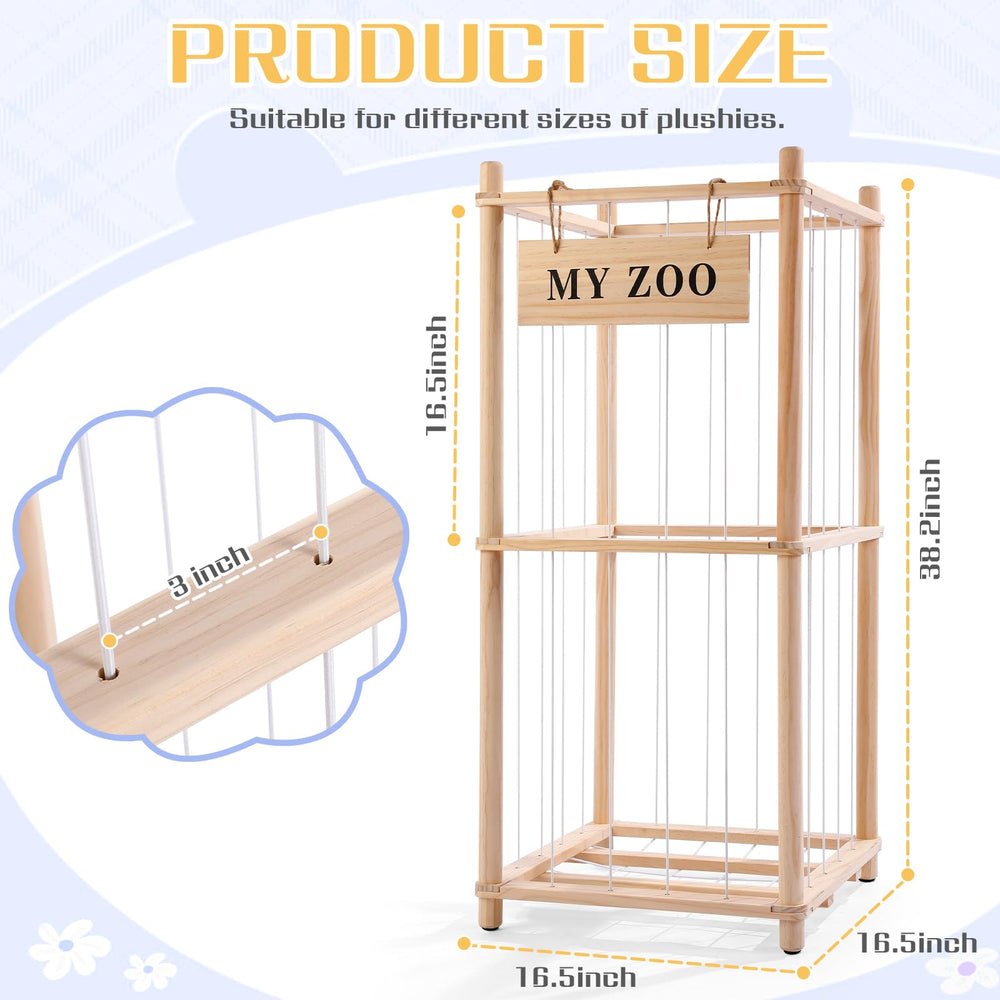 GLDZI wooden stuffed animal organizer sturdy frame provides stable, long-lasting toy storage.