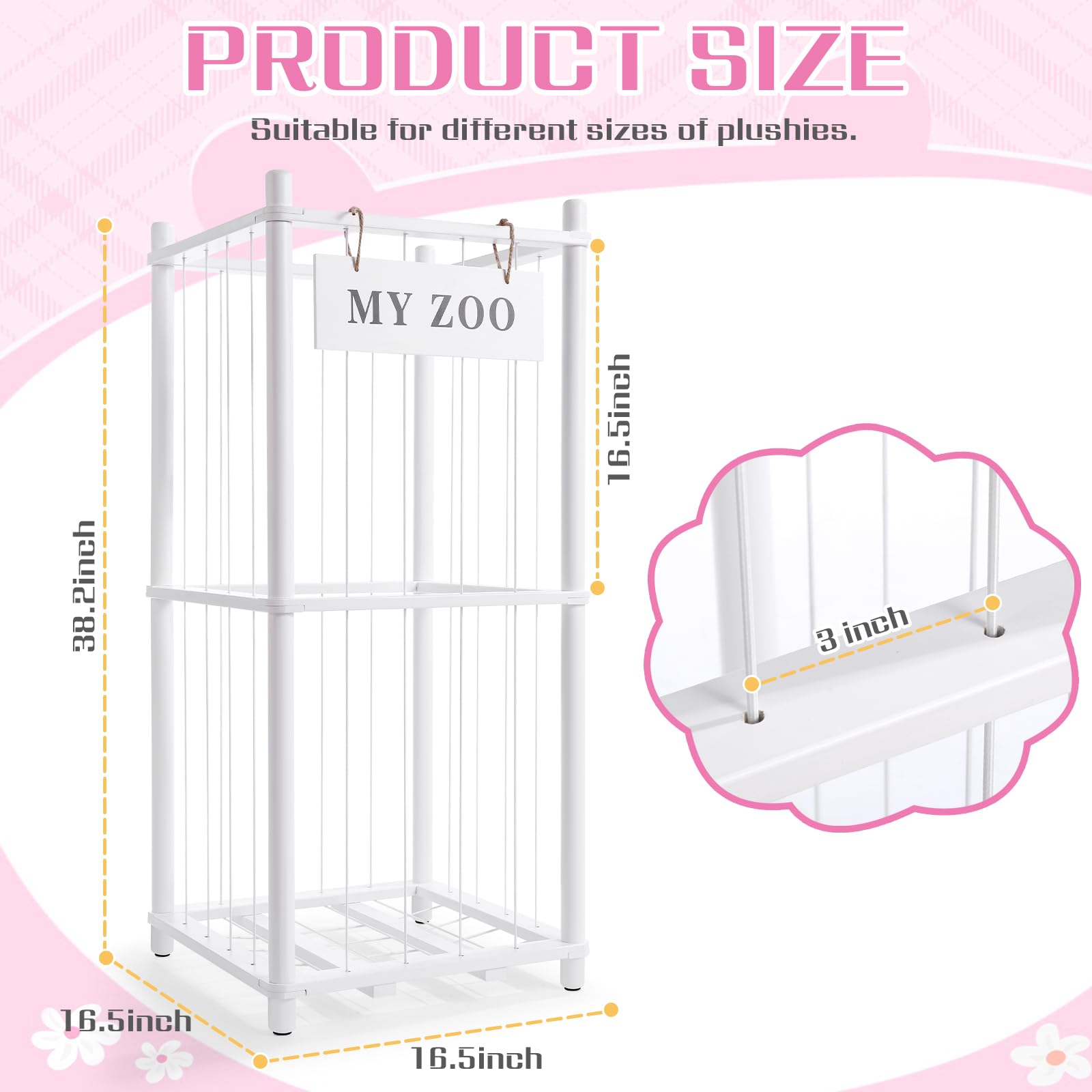 GLDZI wooden sturdy frame storage holder keeps plush toys organized and stable