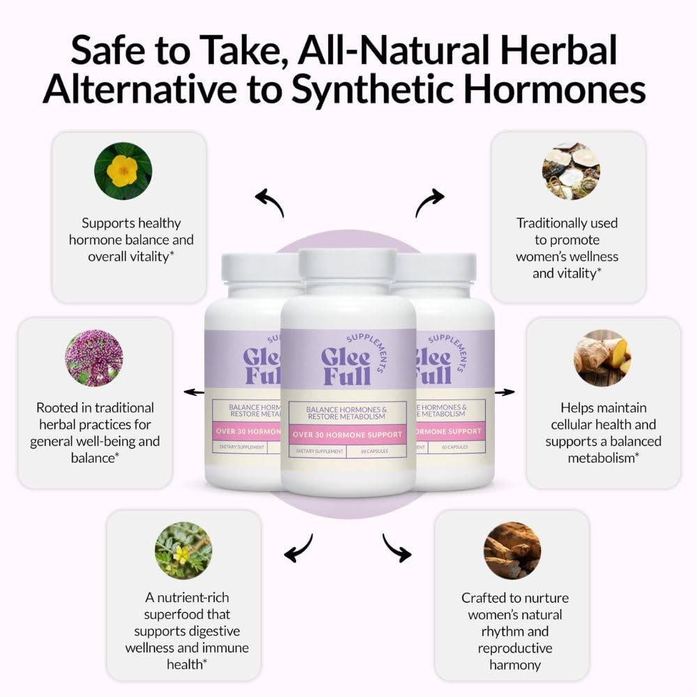 GLEEFULL SUPPS Ashwagandha presence signals natural balance in capsules.