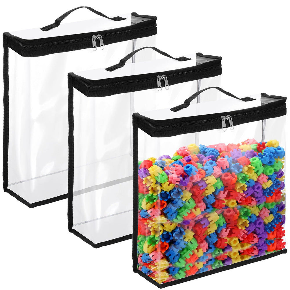 GliCraft 3pc storage bags with zipper clear PVC organize toys neatly.