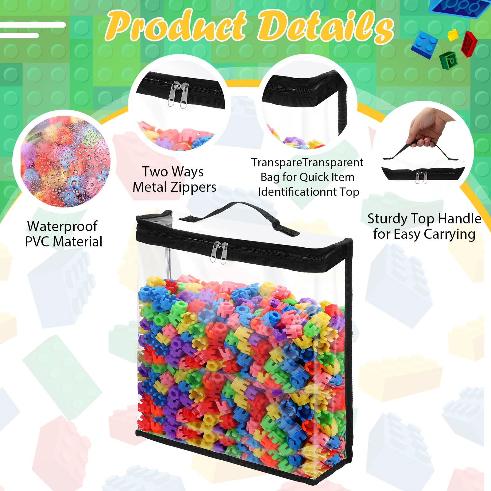 GliCraft top-handle clear bag for toys simplifies carrying and organizing.