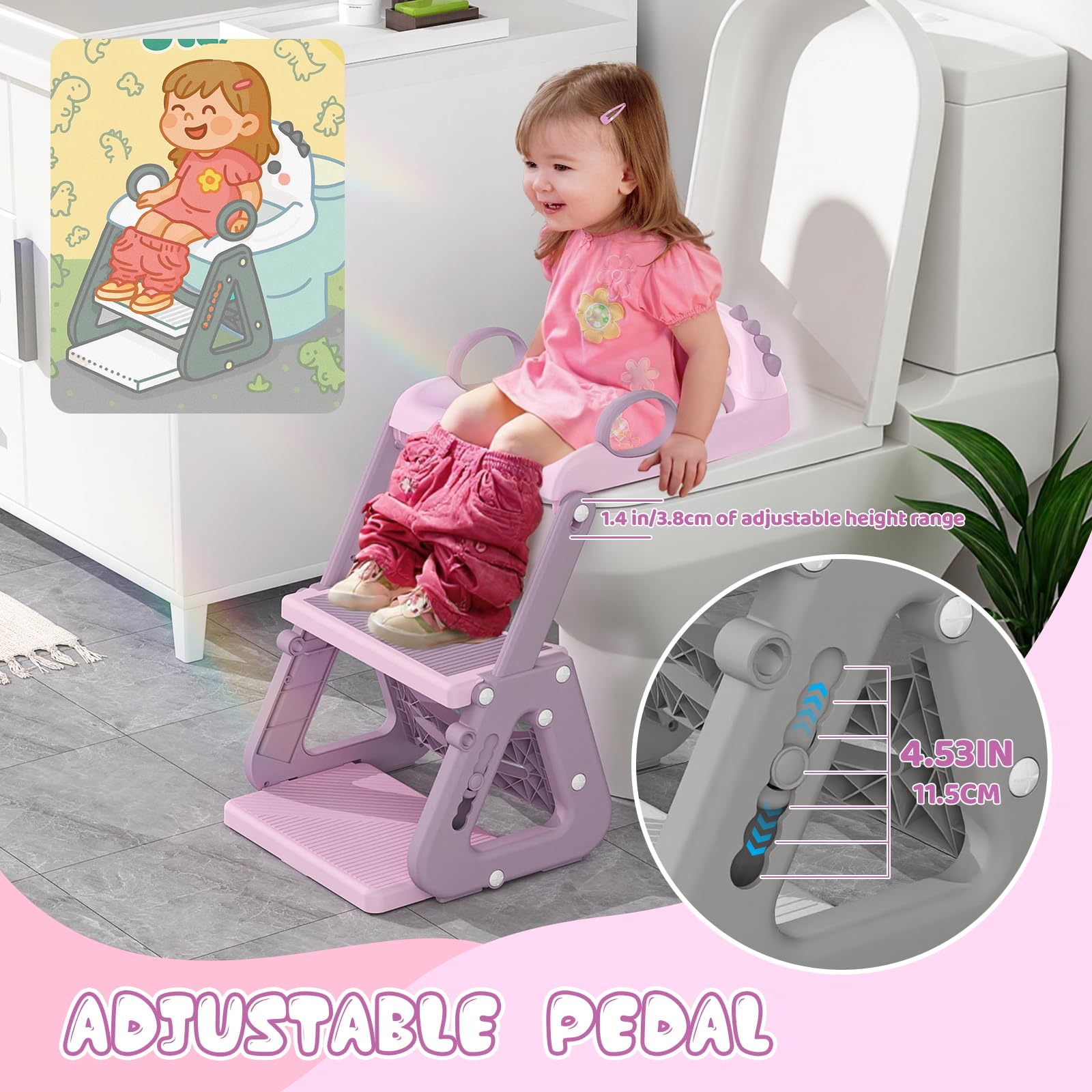 Gliizee Mall adjustable-height footrest fits growing toddlers for a secure stance
