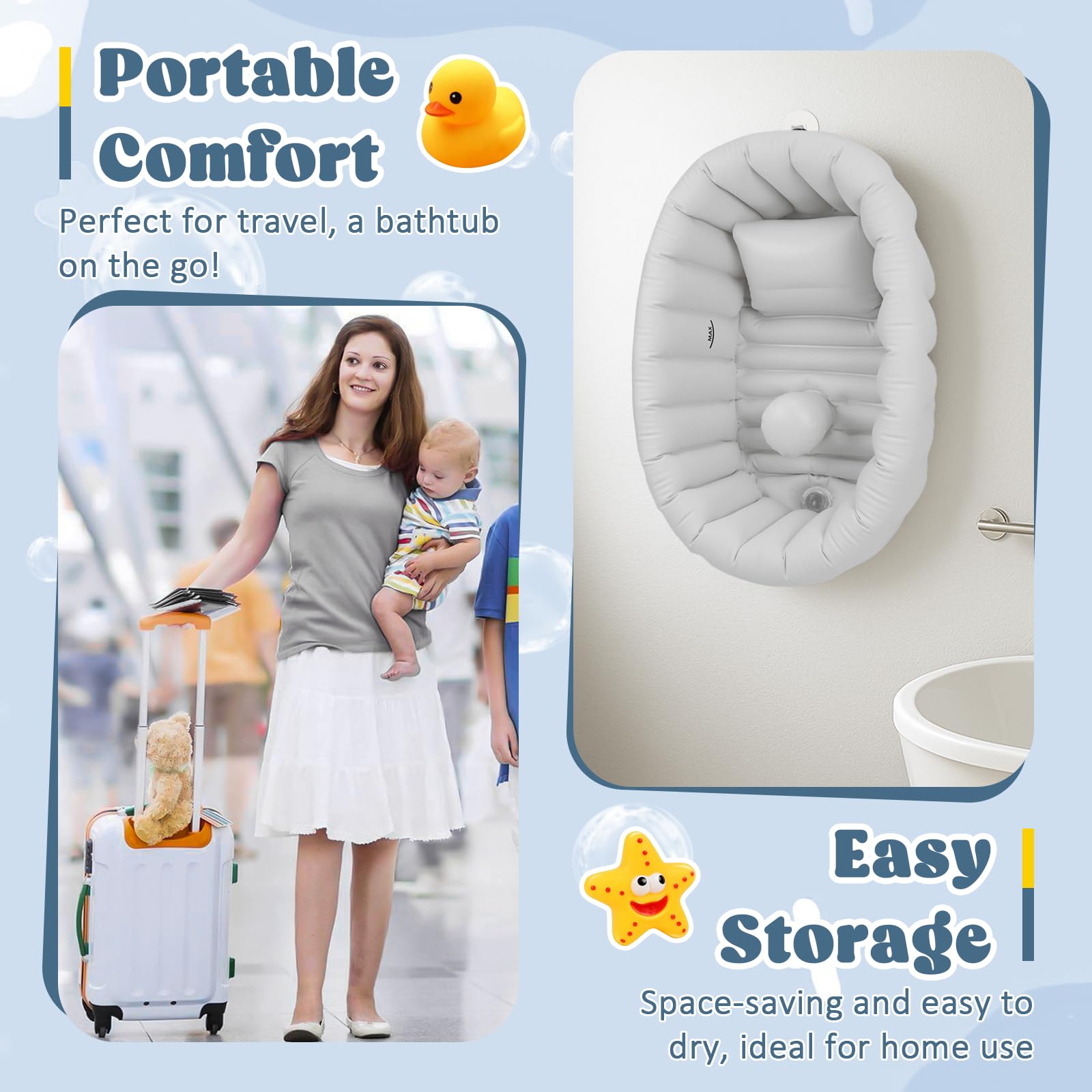 Gliizee Mall back-support ergonomic baby bathtub providing spinal support