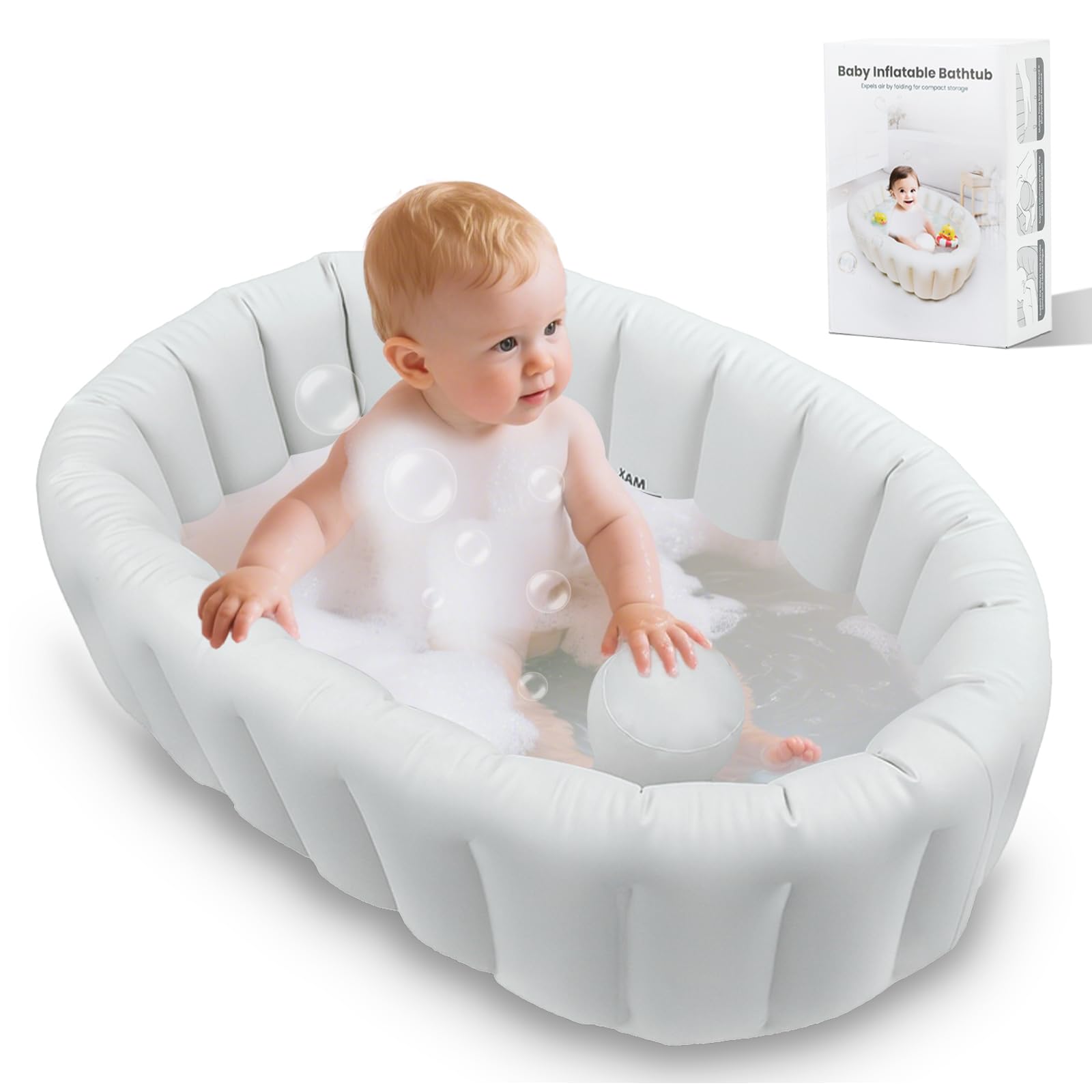 Gliizee Mall inflatable baby bathtub with foldable design for easy storage and travel