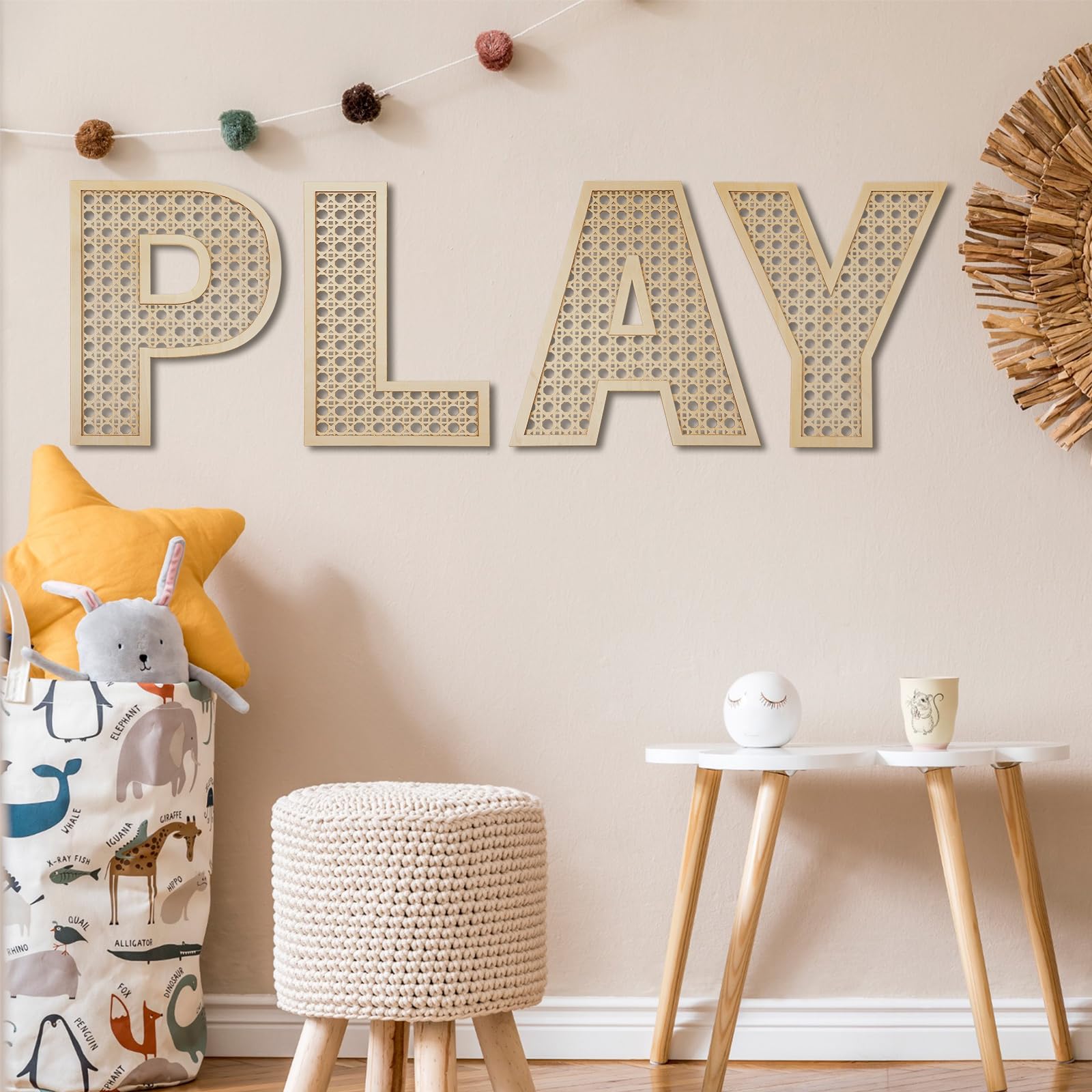 GlikCeil neutral color letters blend with furniture while brightening kids' study areas