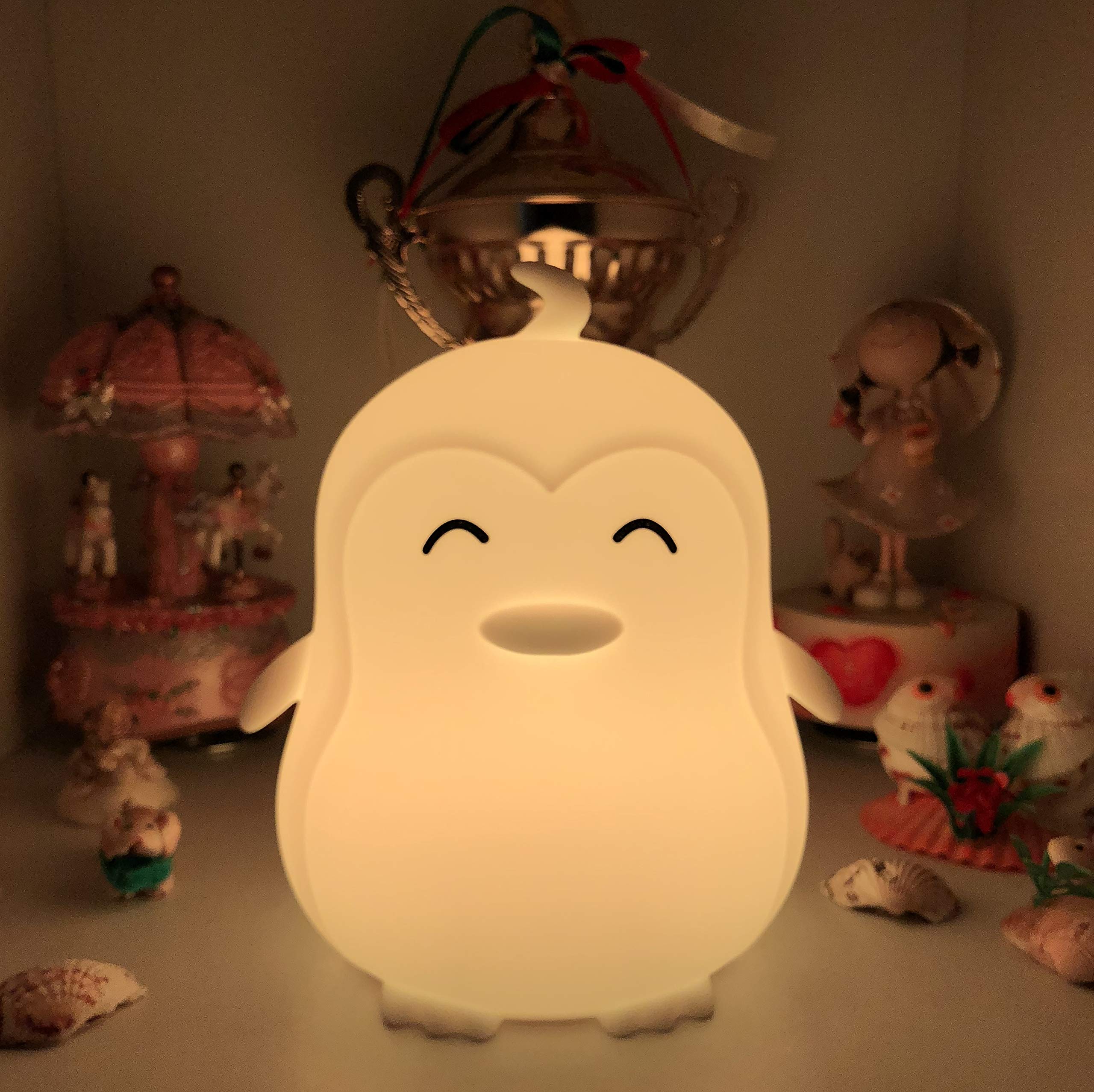 Glinrui penguin night light with adjustable brightness and color.