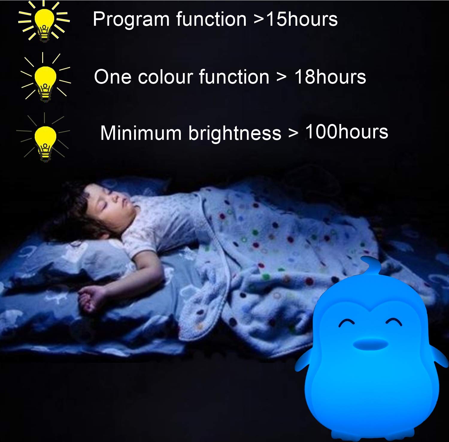 Glinrui penguin night light is break resistant and durable.