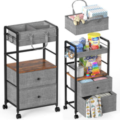 GLISWAM 2-in-1 diaper caddy with drawers for organized baby care