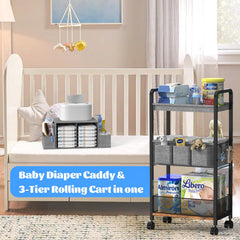 GLISWAM 3-tier diaper cart being assembled with sturdy frame and dividers.