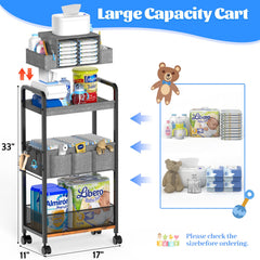 GLISWAM rolling cart close-up reveals durable metal frame and reinforced drawers for heavy baby items.