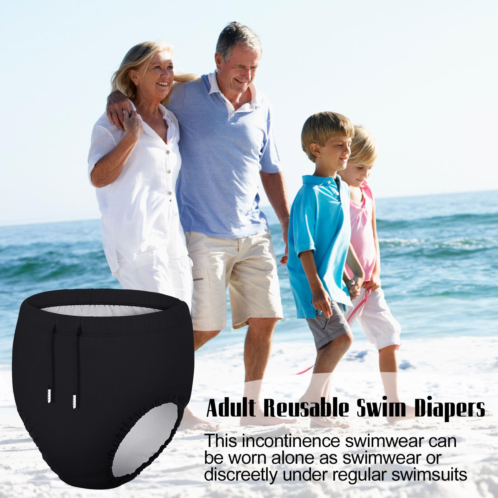 Glitopper adult swim diapers material texture highlights waterproof polyester and breathable inner layer.