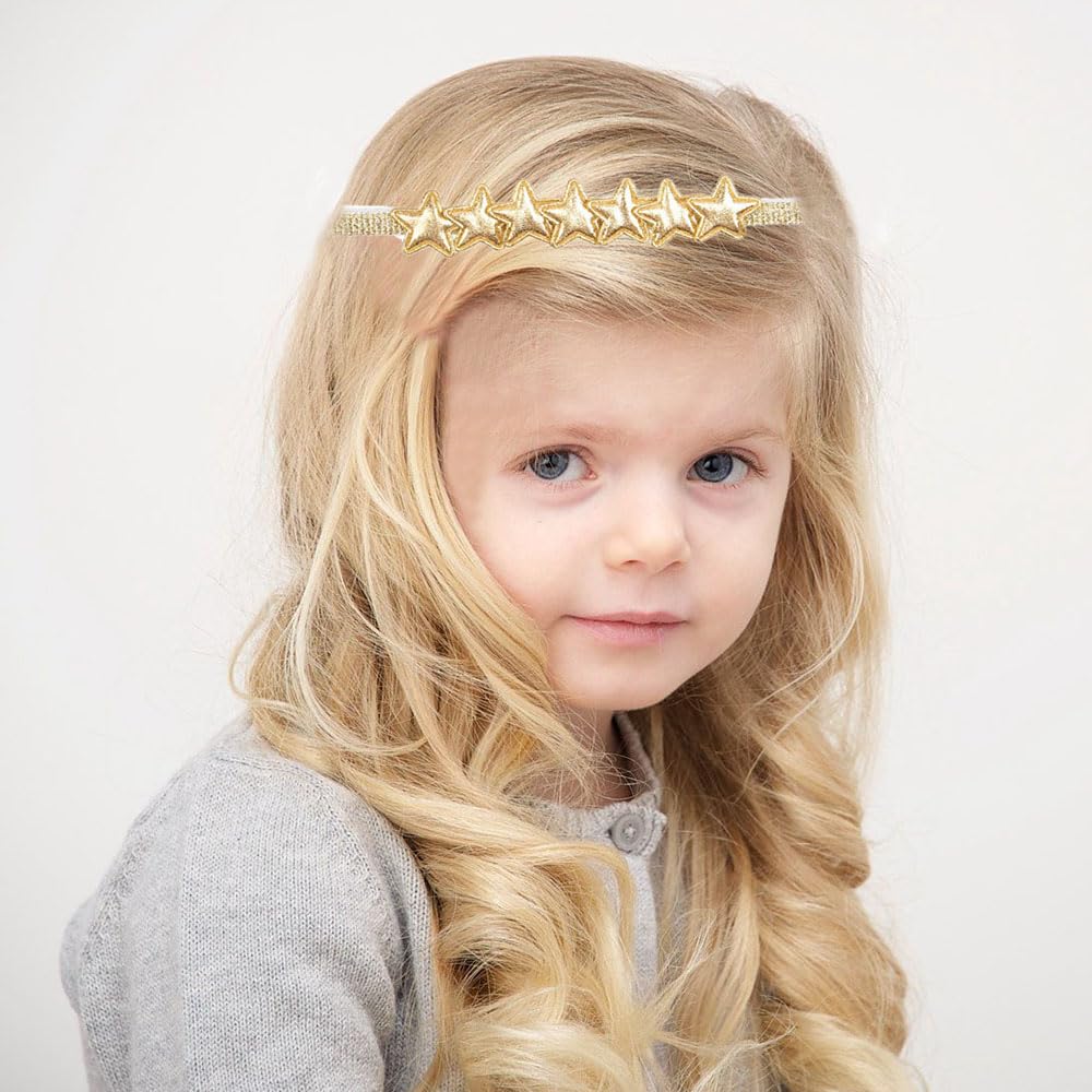 Glitter Star Headband close-up stars sparkle with secure attachment for holidays.