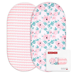 GLLQUEN BABY bassinet sheets in pink flower pattern for breathable sleep