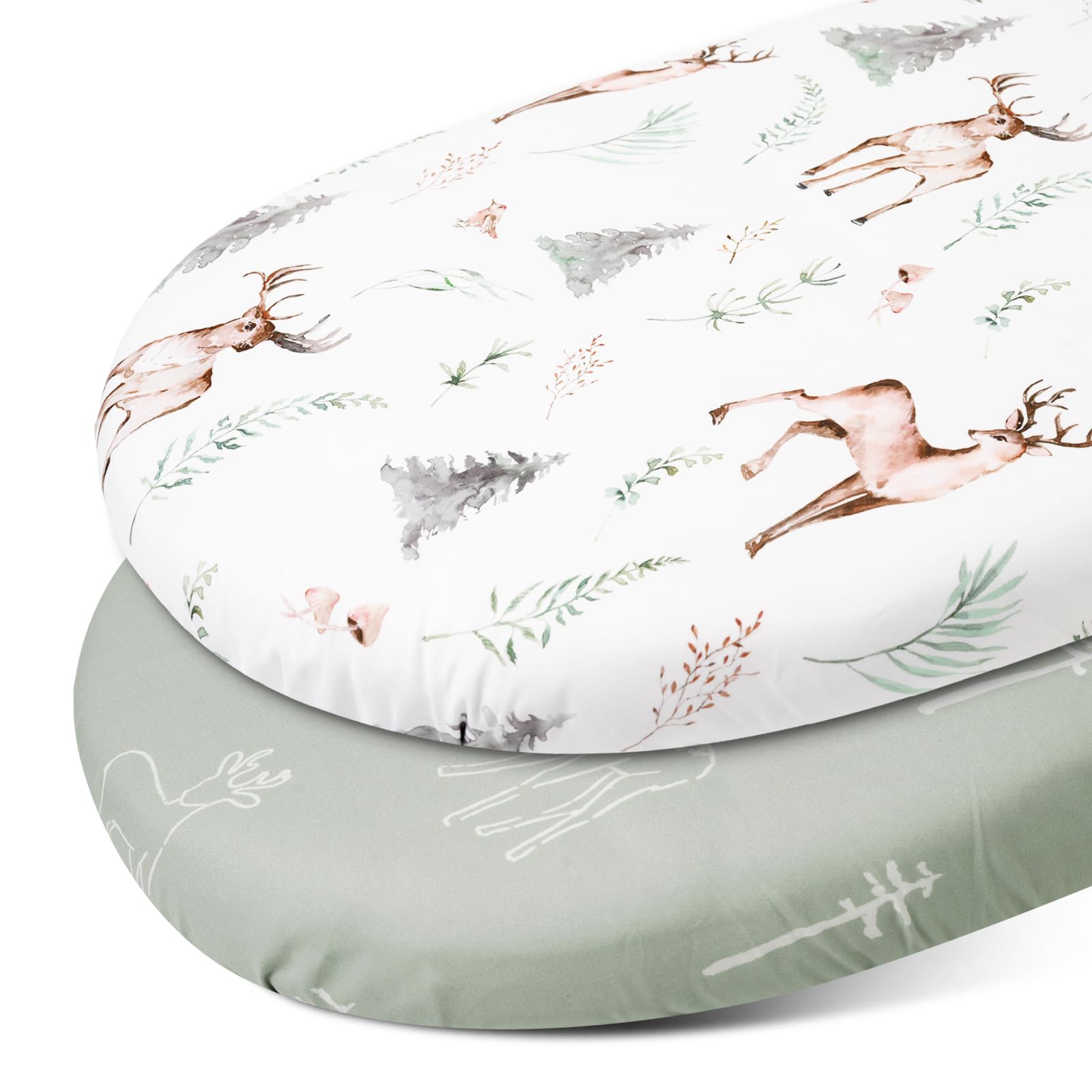 GLLQUEN BABY bassinet sheets front view with two-pack for convenient replacements