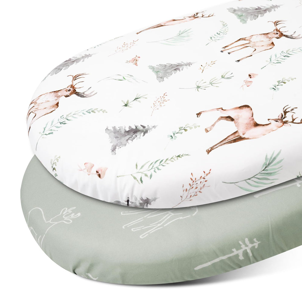 GLLQUEN BABY bassinet sheets front view with two-pack for convenient replacements