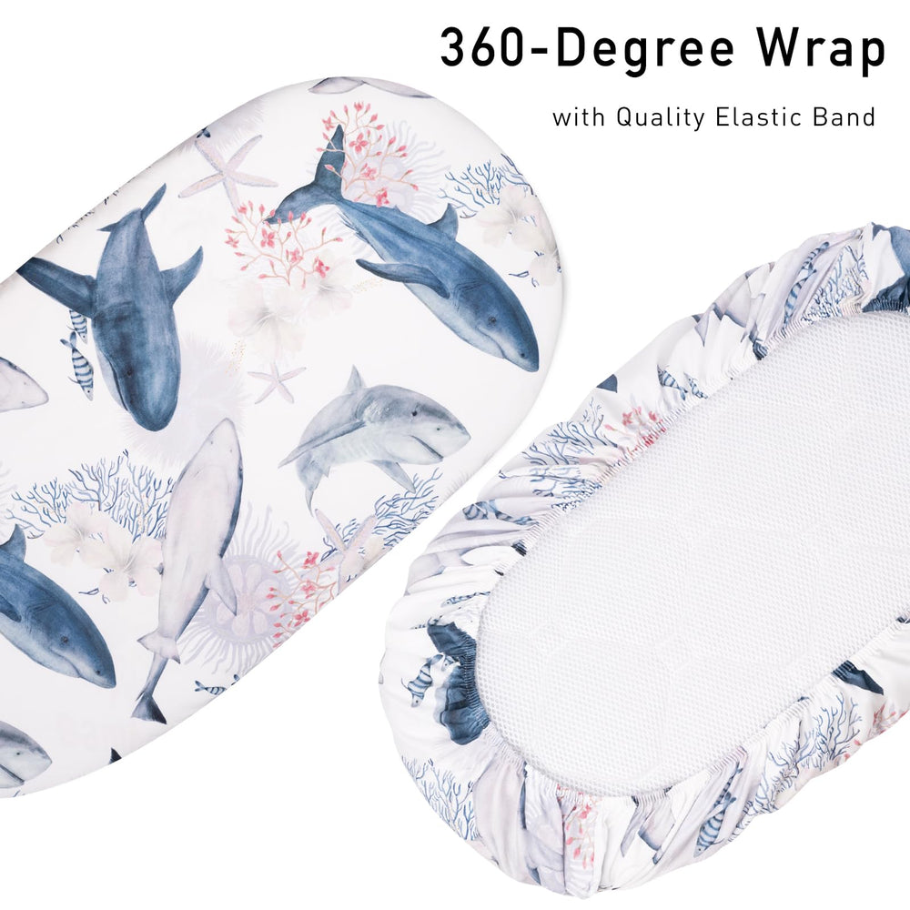 GLLQUEN BABY bassinet sheets fit oval and rectangular mattresses for versatile use.