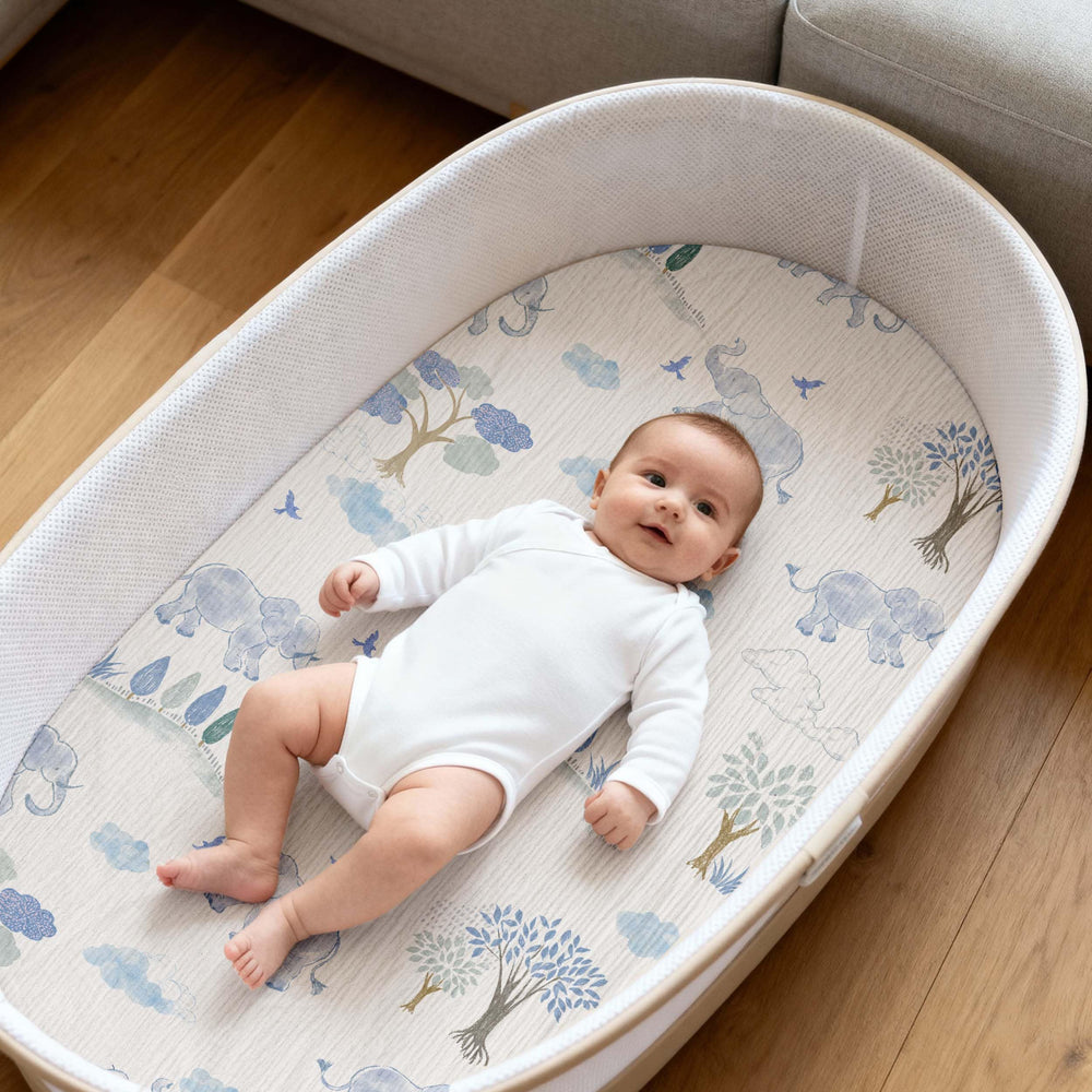 Gllquen Baby bassinet sheets install easily with a snug elastic fit.
