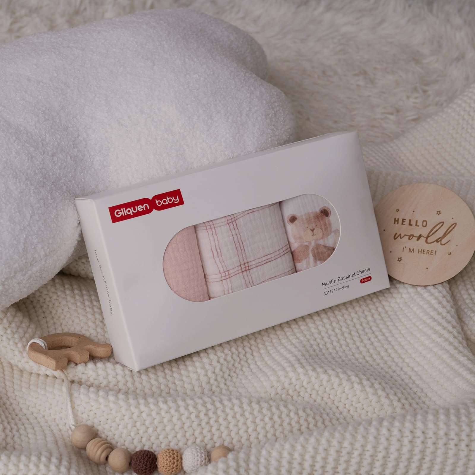 Nursery scene with Bear Dream sheets adds cozy, breathable decor