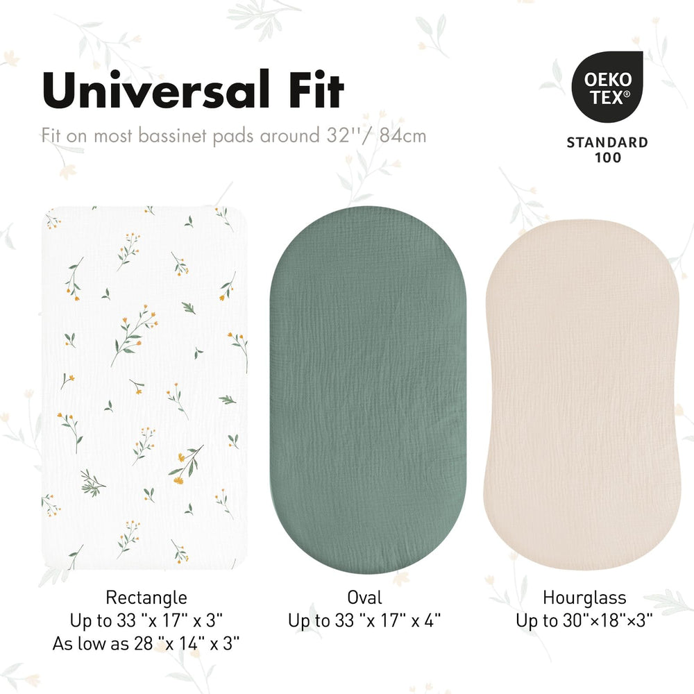 Gllquen Baby universal fit sheets for oval, round, and rectangular cradles