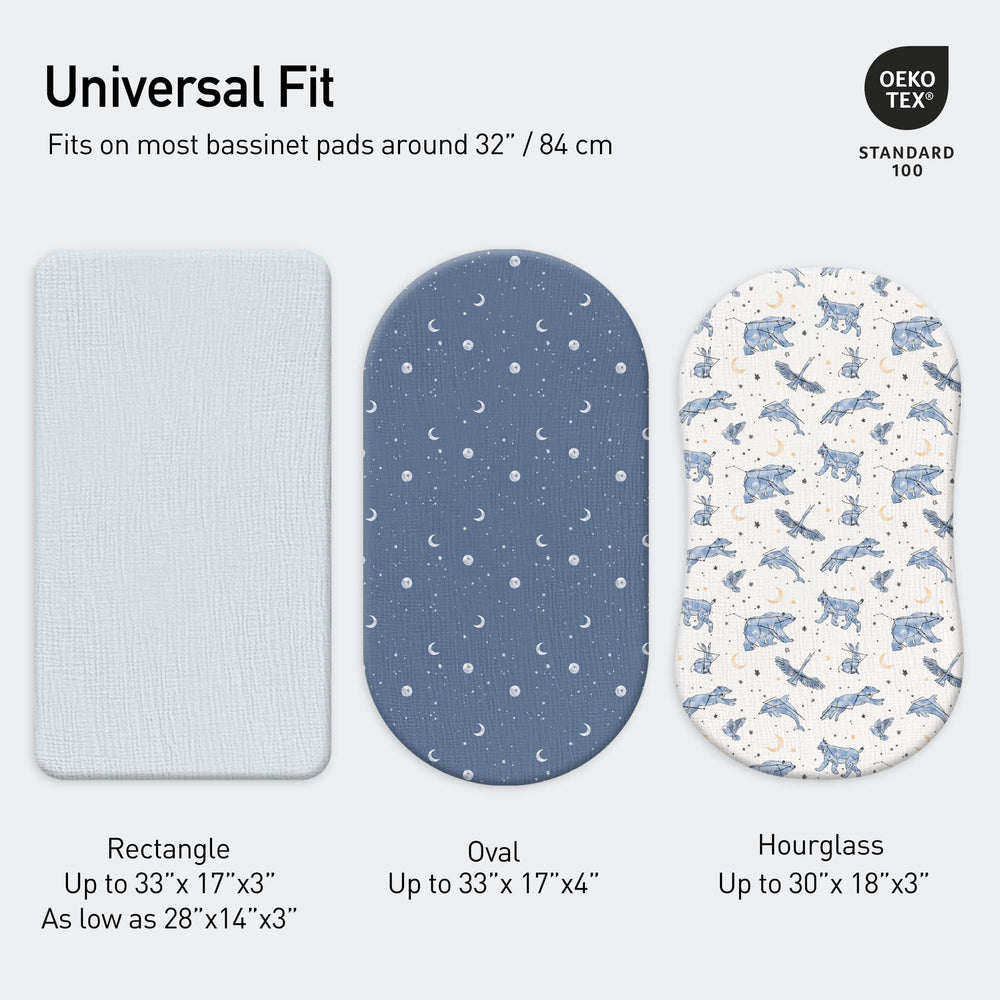 Gllquen Baby bassinet sheets universal fit on oval, rectangular, and hourglass mattresses