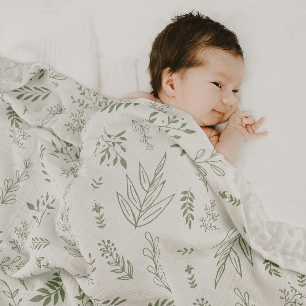 GLLQUEN BABY blanket back dotted fleece greenery adds softness for cozy naps