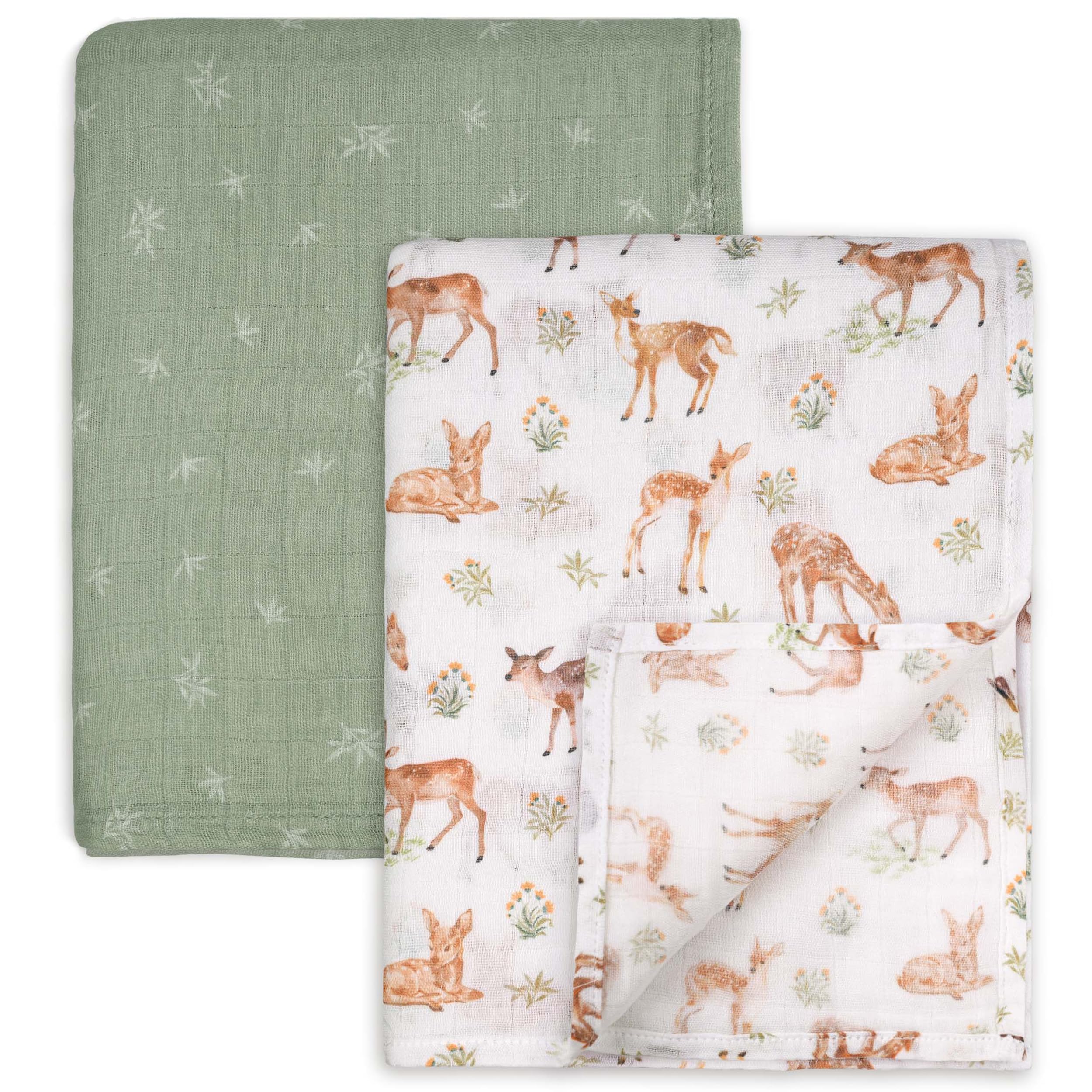 GLLQUEN BABY Deerling swaddle blanket soft closeup highlighting breathable, skin-friendly fabric.