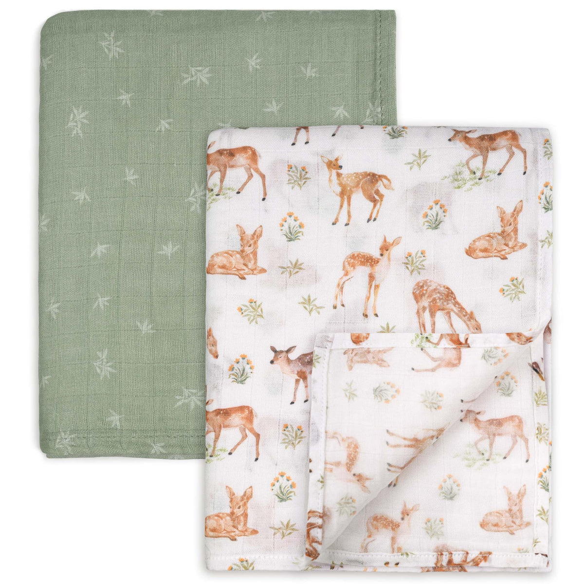 GLLQUEN BABY Deerling swaddle blanket soft closeup highlighting breathable, skin-friendly fabric.