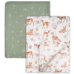 GLLQUEN BABY Deerling swaddle blanket soft closeup highlighting breathable, skin-friendly fabric.