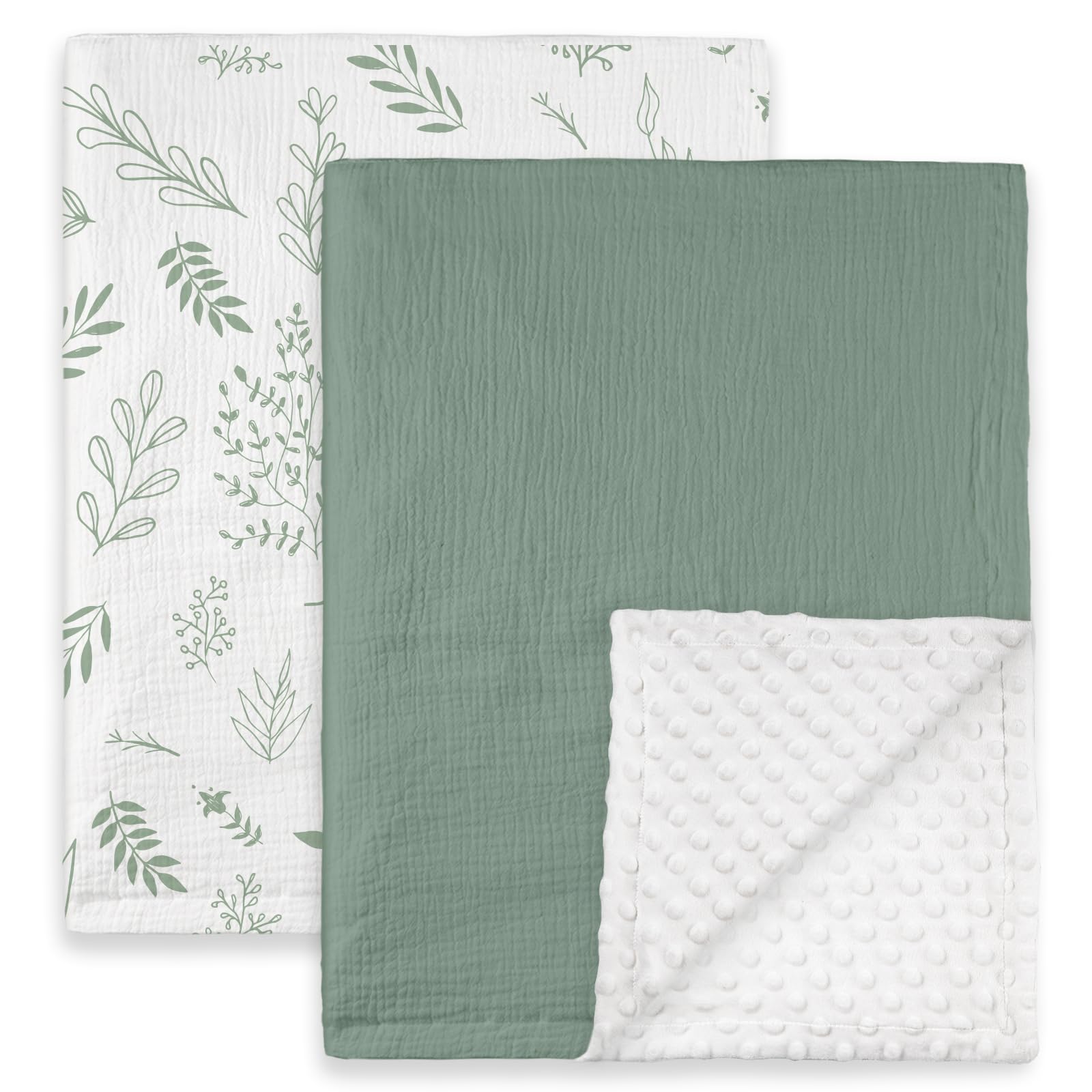 GLLQUEN BABY front muslin cotton blanket in greenery provides breathable warmth for newborns