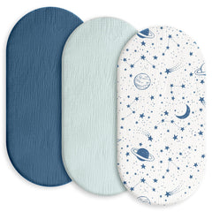Gllquen Baby muslin bassinet sheets in a gift box for quick nursery setup.