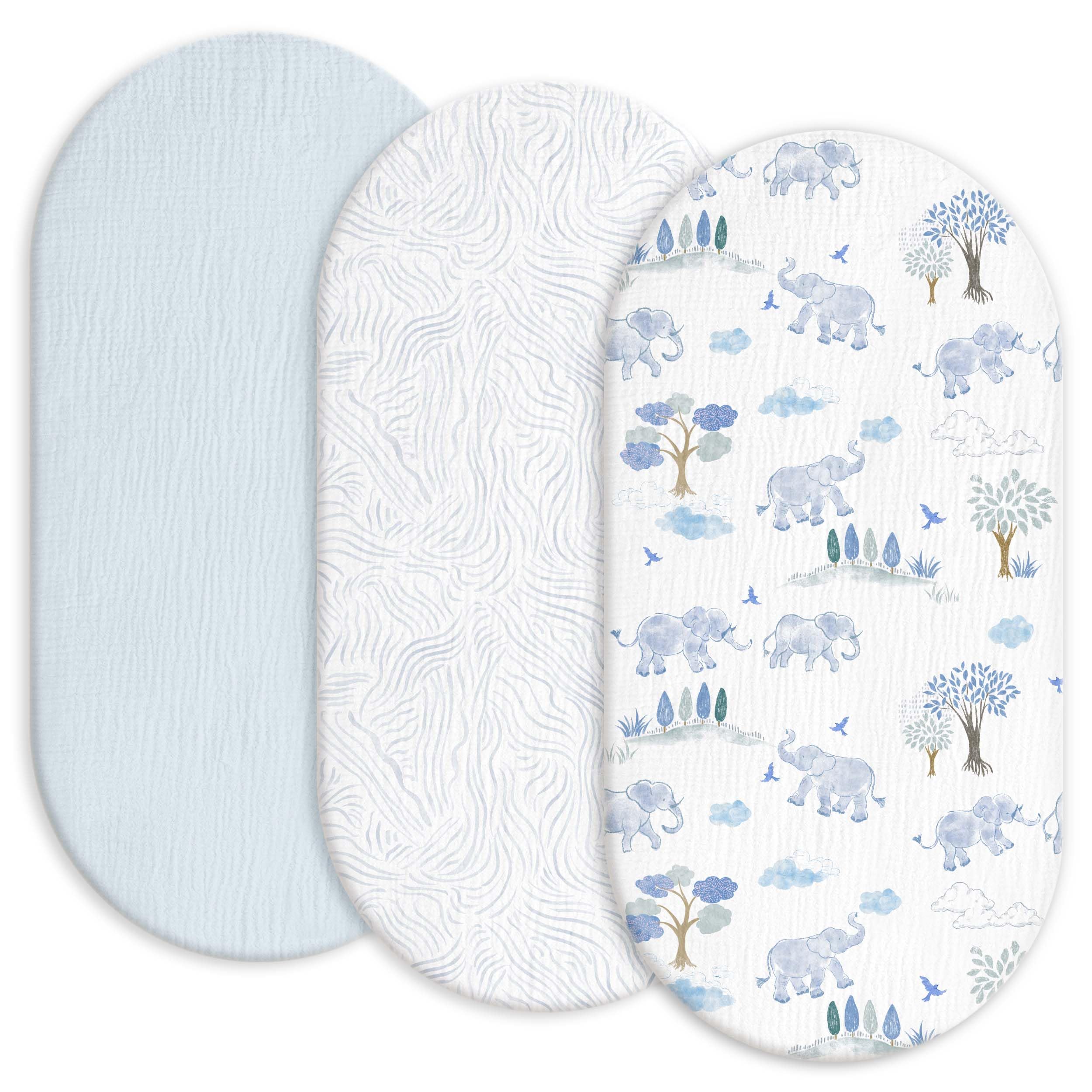 Gllquen Baby muslin bassinet sheets in light blue offer breathable night comfort.
