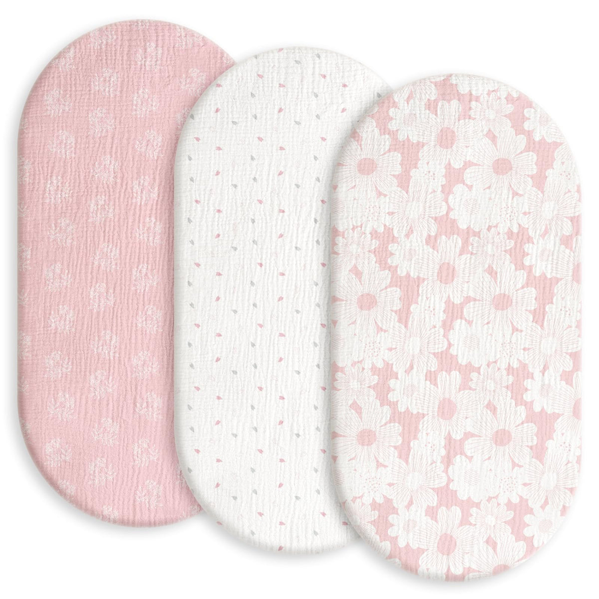 Gllquen Baby muslin bassinet sheets 3-pack ready for quick changes.