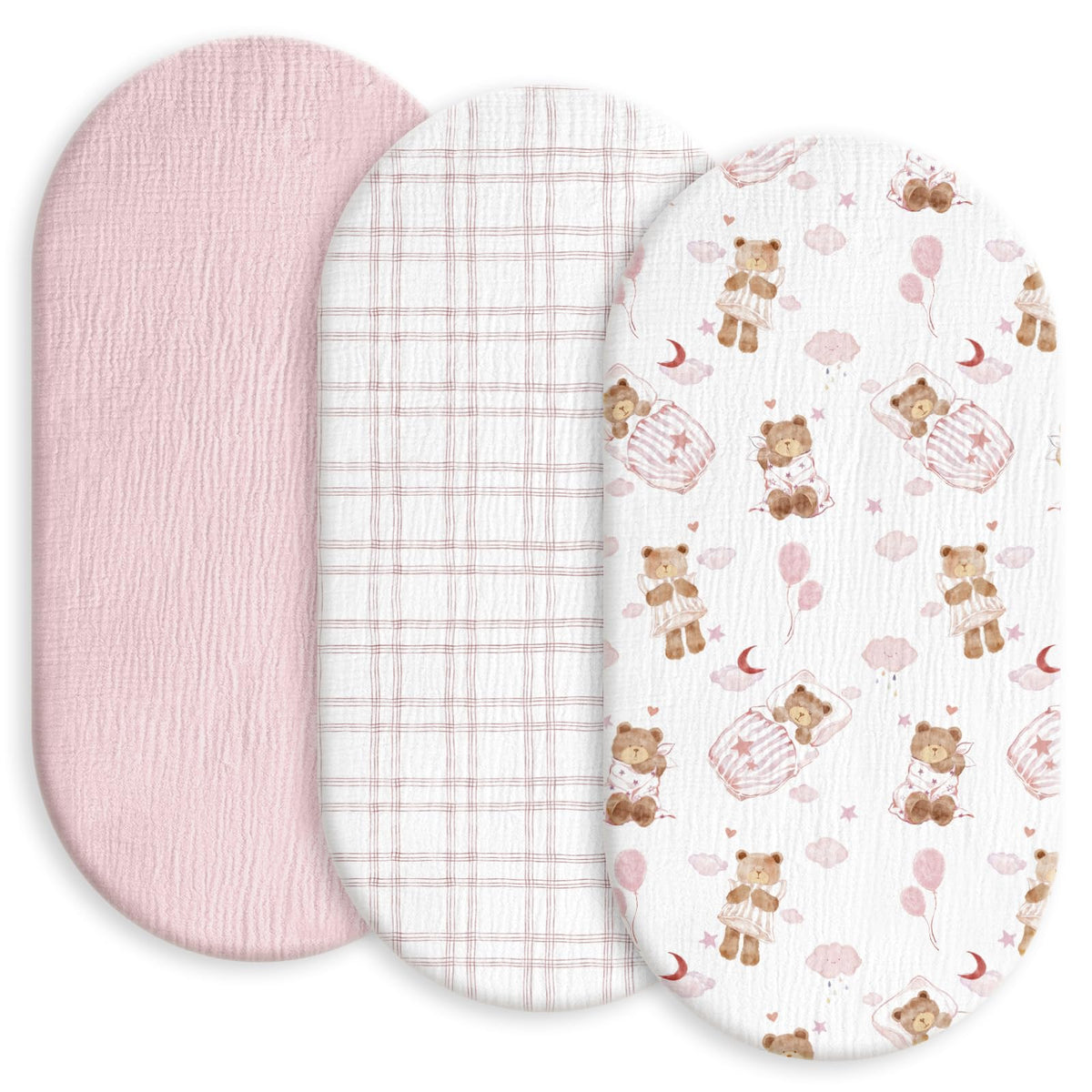 GLLQUEN BABY Bear Dream muslin sheets provide breathable comfort for baby