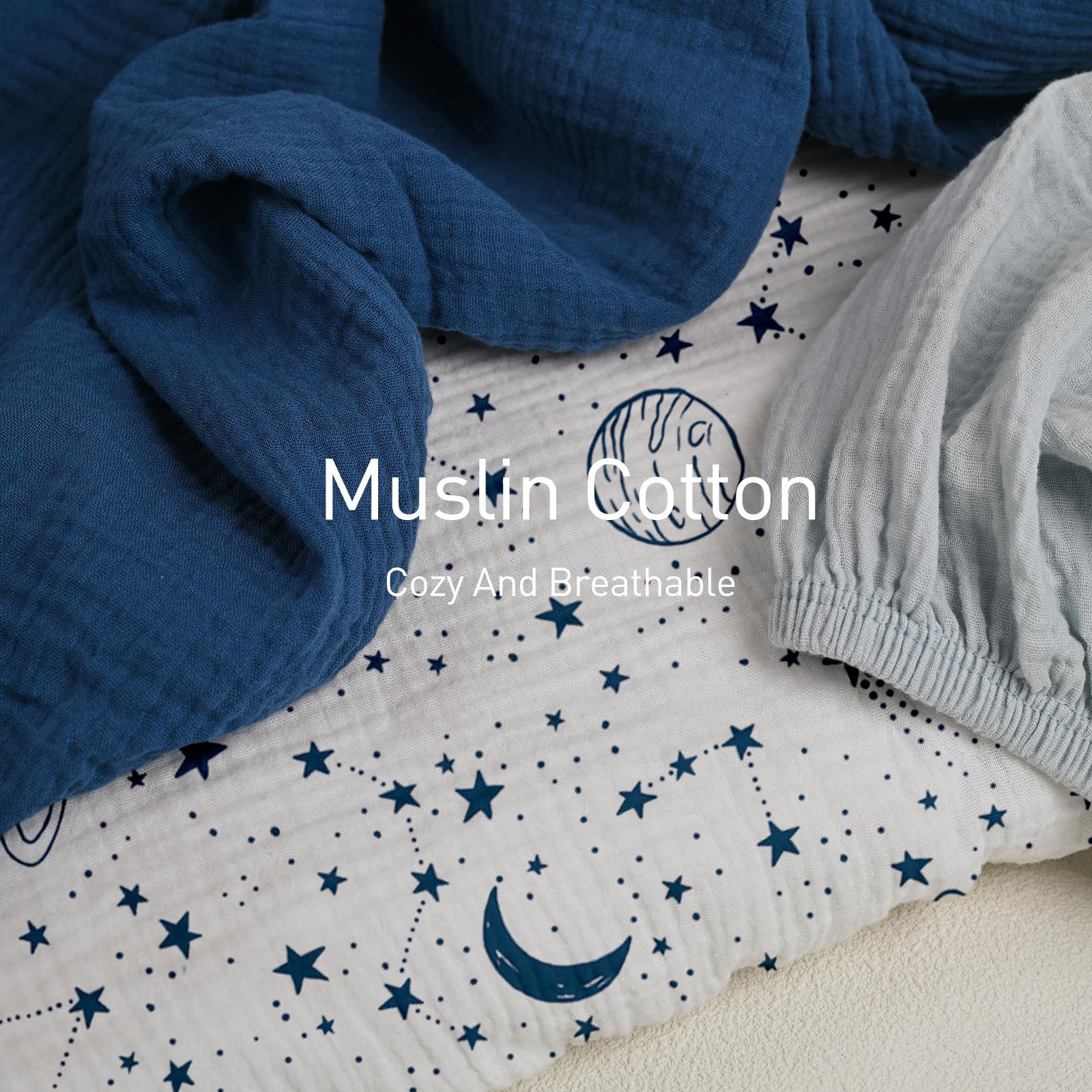 Gllquen nest-friendly sheets in nursery offer cozy sleeping surface.