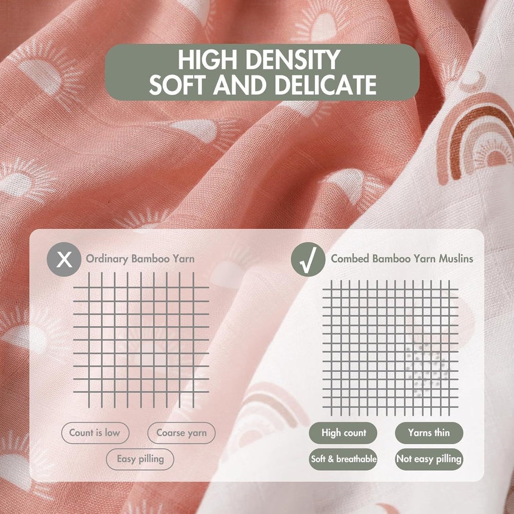 GLLQUEN BABY 70x70cm sun-pattern muslin blanket for versatile use