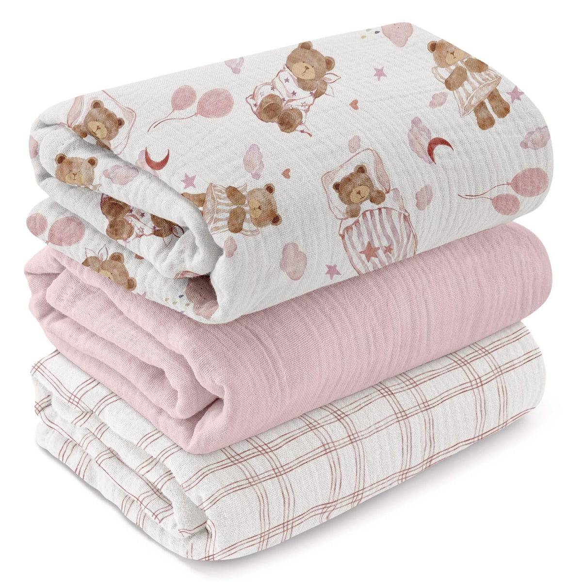 GLLQUEN BABY muslin swaddle blanket close-up texture for skin-friendly softness