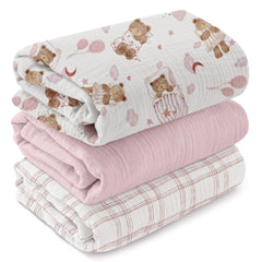 GLLQUEN BABY muslin swaddle blanket close-up texture for skin-friendly softness